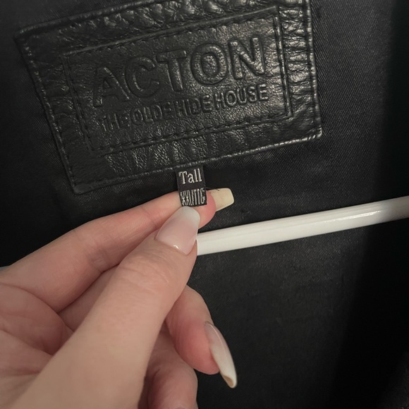 Oversized vintage leather jacket with racing stripe - Picture 3 of 4